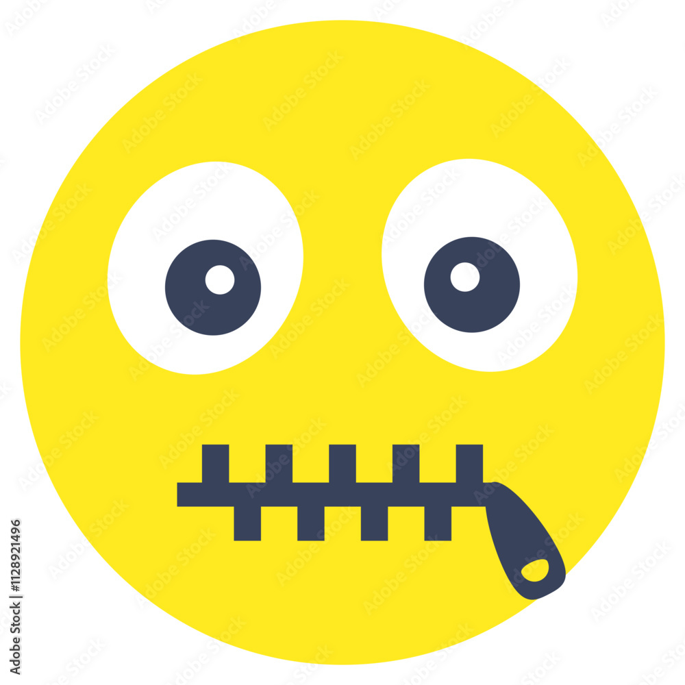 Conceptual flat rounded design icon of zipper face Conceptual flat rounded design icon of zipper face