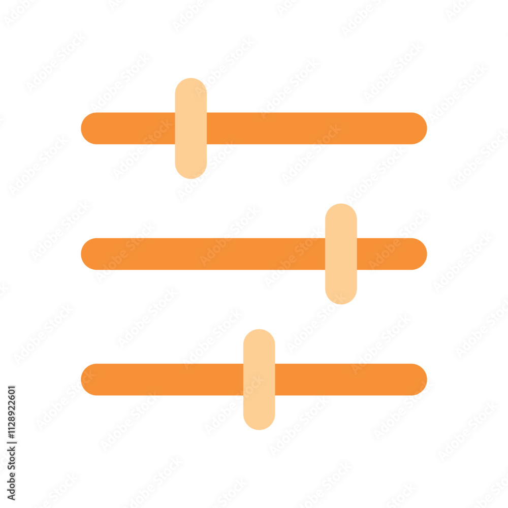 Three Horizontal Orange Sliders with Adjustable Knobs for Settings Control Three Horizontal Orange Sliders with Adjustable Knobs for Settings Control
