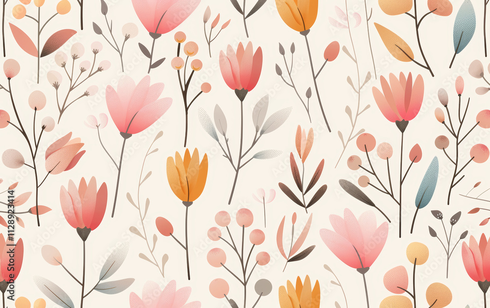 Obraz premium Retro style floral texture art background 