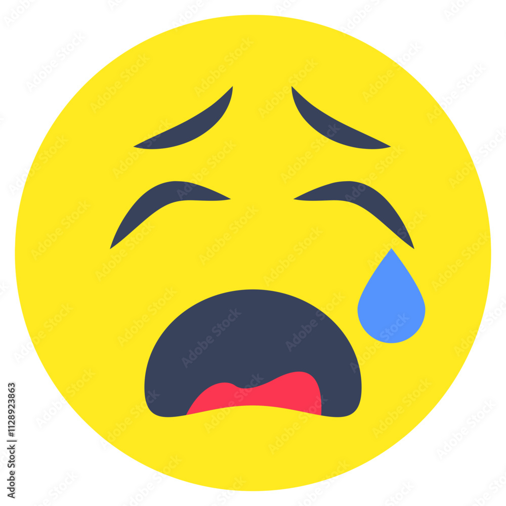 A creative design icon of weeping face A creative design icon of weeping face