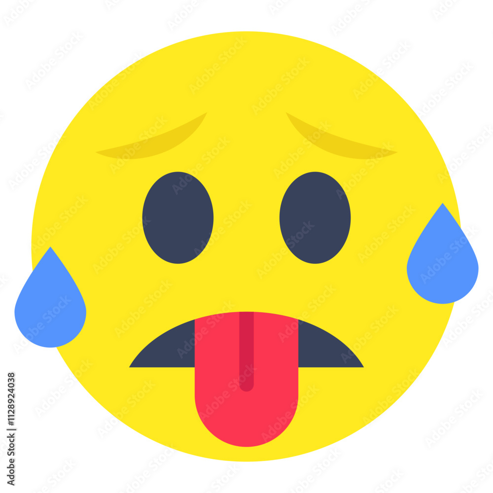 Fototapeta premium A flat rounded design icon of sweat face