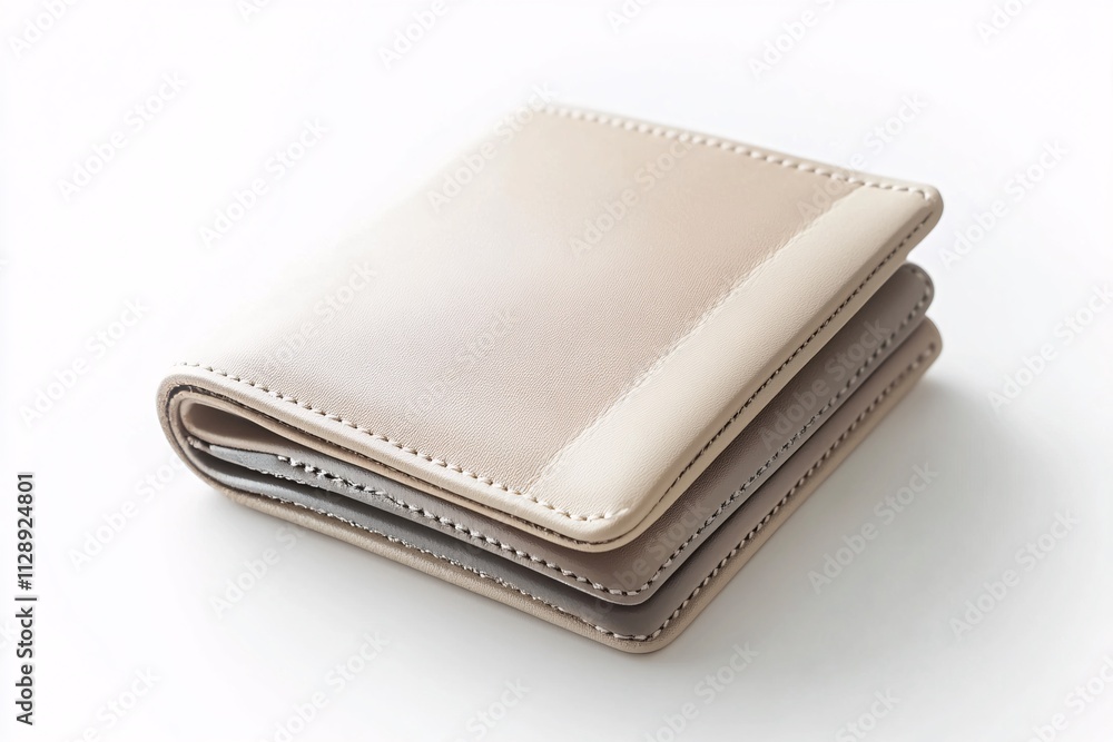 A corporate leather wallet in neutral tones of beige and gray, embossed logo, soft natural light, placed on a white background 3 A corporate leather wallet in neutral tones of beige and gray, embossed logo, soft natural light, placed on a white background 3