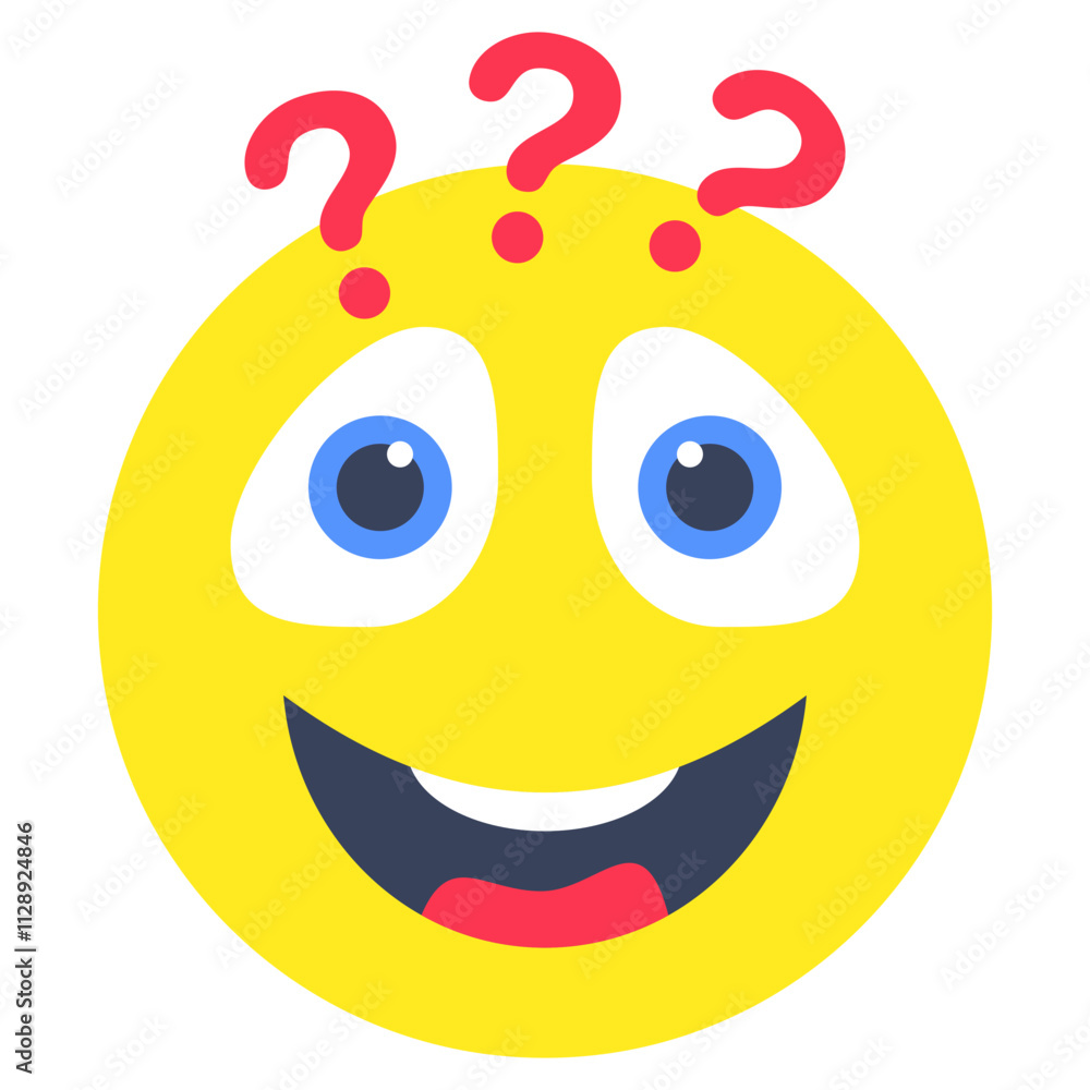 Conceptual flat rounded design icon of confused emoji Conceptual flat rounded design icon of confused emoji