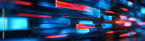 Abstract futuristic lights in motion, blue and red pattern