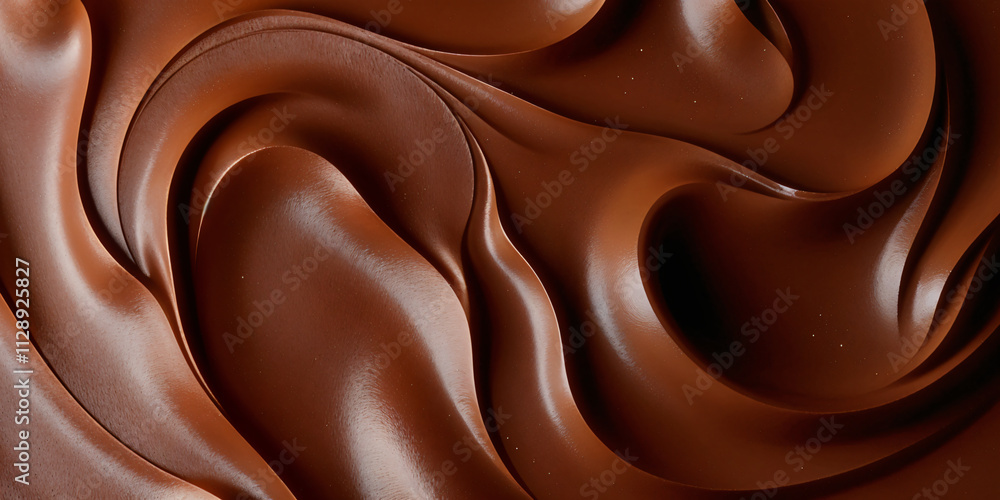 Melted milk chocolate smooth waves close-up macro background, wallpaper, banner Melted milk chocolate smooth waves close-up macro background, wallpaper, banner
