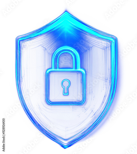 PNG Blue digital security shield protection futuristic glowing.
