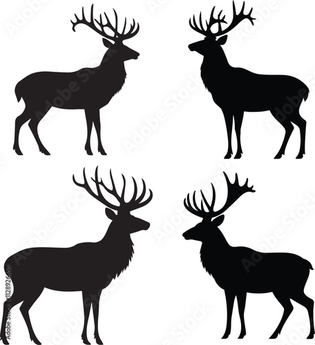 Set of Deer silhouette vector illustration