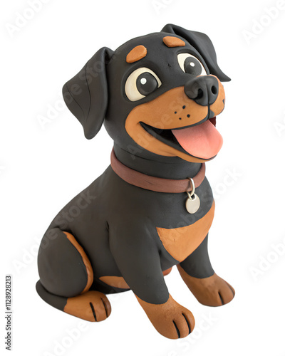 a clay Cute Rottweiler joy full isolated on a transparent background photo