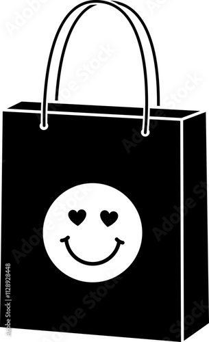 Valentine shopping paper bag silhouette vector.
Valentine's Day gift bag icon.
Isolated Valentine's Day element.
Transparent background.