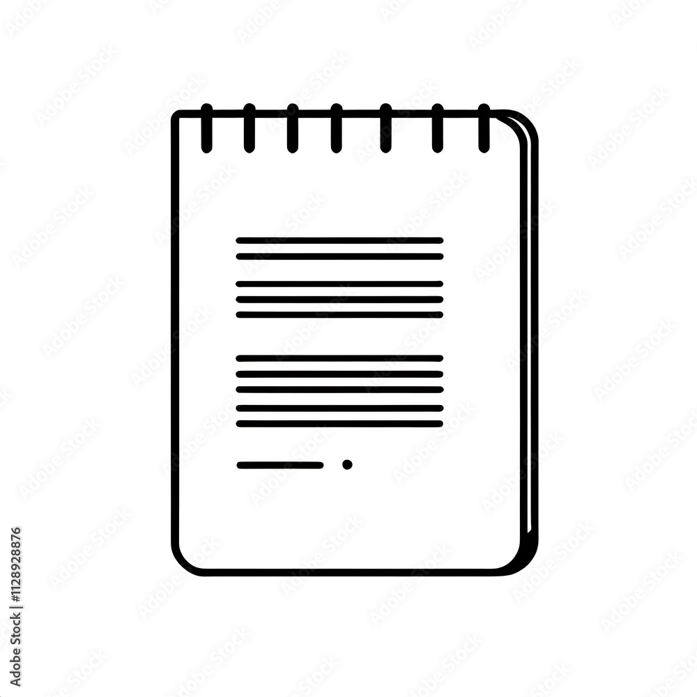 Spiral Notebook Icon: Clean lines and minimalist design of a spiral bound notebook, perfect for representing organization, planning, or note-taking. Spiral Notebook Icon: Clean lines and minimalist design of a spiral bound notebook, perfect for representing organization, planning, or note-taking.