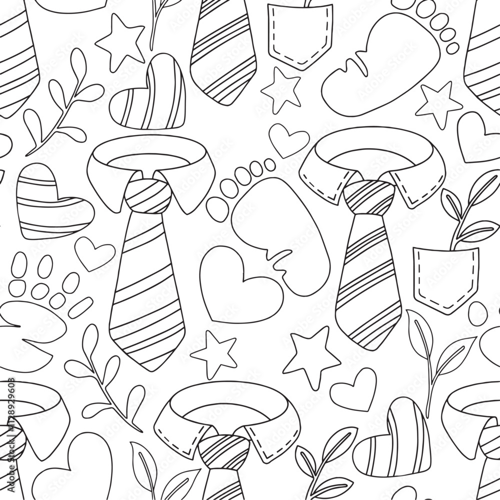 Vector seamless pattern for father's day. Cute coloring book Vector seamless pattern for father's day. Cute coloring book