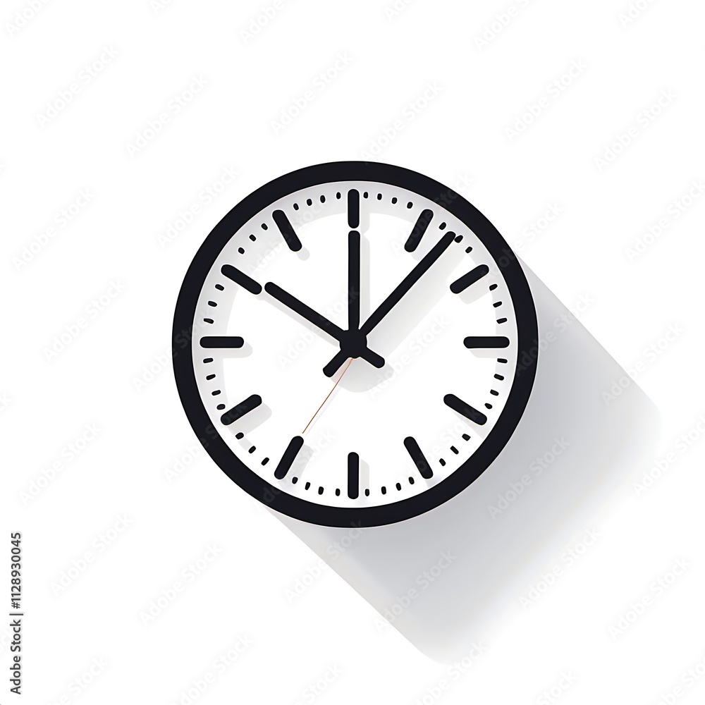 Time Management Icon: Simple clock design with long shadow effect. Perfect for scheduling, time management, and deadline concepts Time Management Icon: Simple clock design with long shadow effect. Perfect for scheduling, time management, and deadline concepts