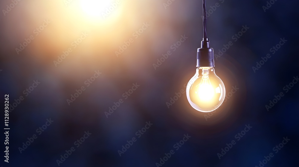 Glowing light bulb against a blurred background Glowing light bulb against a blurred background