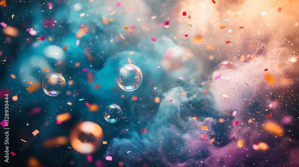 A Whimsical Celebration Scene Bursting with Colorful Bubbles and Joy A Whimsical Celebration Scene Bursting with Colorful Bubbles and Joy