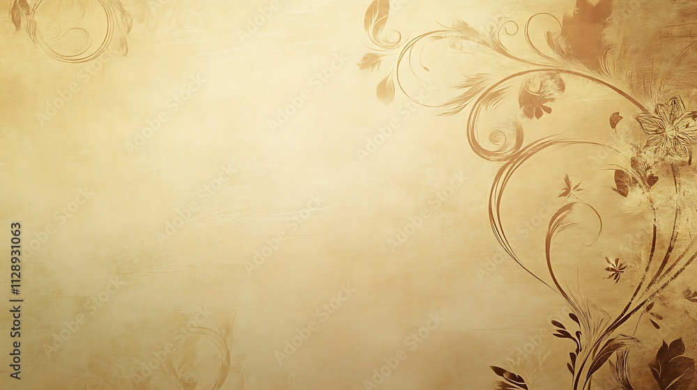 Elegant Beige Background With Brown Floral Design Elegant Beige Background With Brown Floral Design
