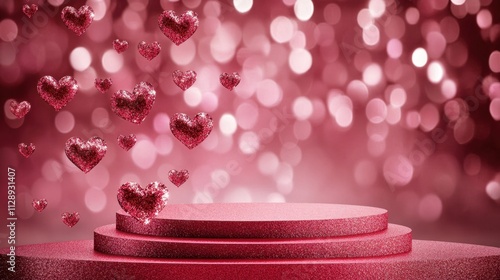 Glittering Hearts Background for Romantic Celebrations and Events