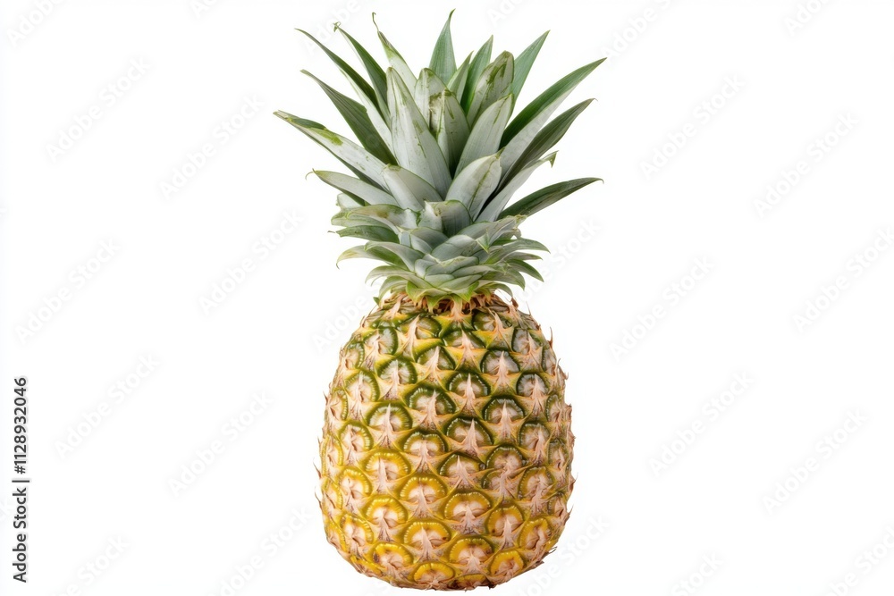 A Single Ripe Pineapple Isolated on a White Background: Fresh Tropical Fruit, Juicy Summer Treat, Healthy Vitamin C A Single Ripe Pineapple Isolated on a White Background: Fresh Tropical Fruit, Juicy Summer Treat, Healthy Vitamin C