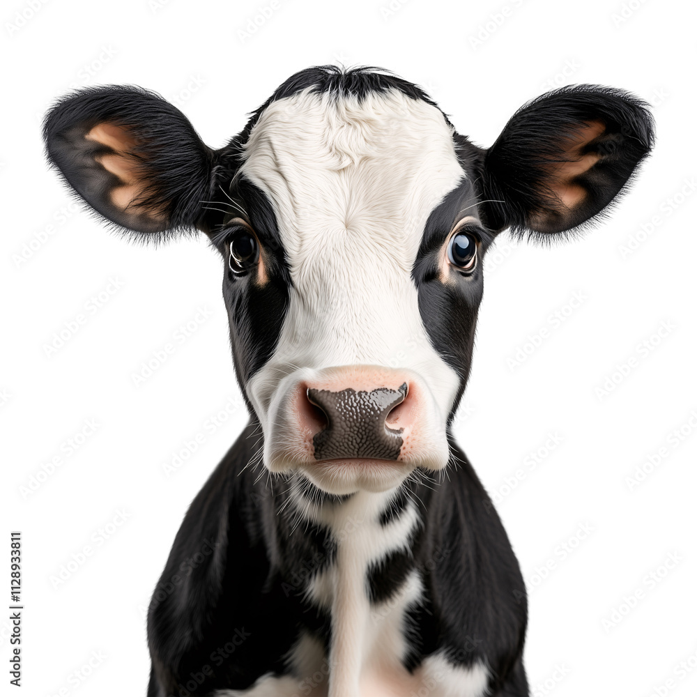 close up portrait of black and white spotted cow isolated on a transparent background close up portrait of black and white spotted cow isolated on a transparent background