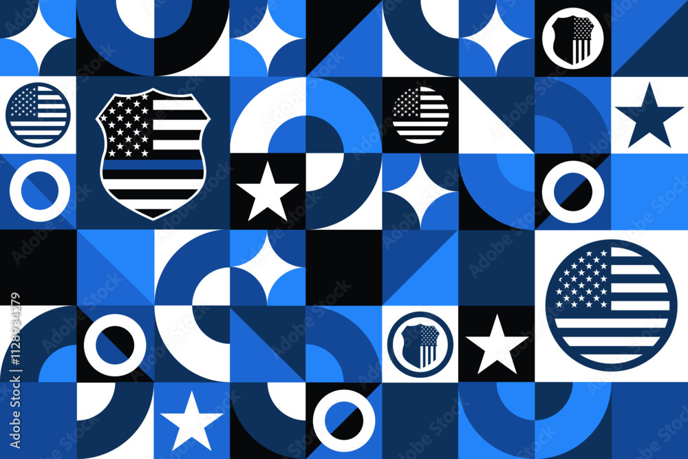 National Law Enforcement Appreciation Day. January 9. Seamless geometric pattern. Template for background, banner, card, poster. Vector EPS10 illustration.