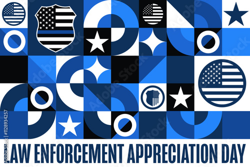 National Law Enforcement Appreciation Day. January 9. Holiday concept. Template for background, banner, card, poster with text. Vector EPS10 illustration.