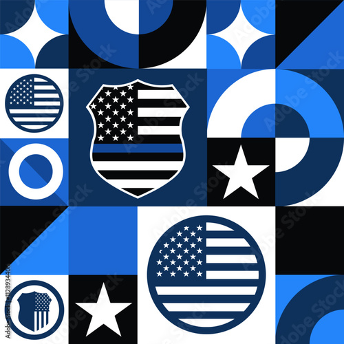 Obraz na płótnie National Law Enforcement Appreciation Day. January 9. Seamless geometric pattern. Template for background, banner, card, poster. Vector EPS10 illustration. w salonie