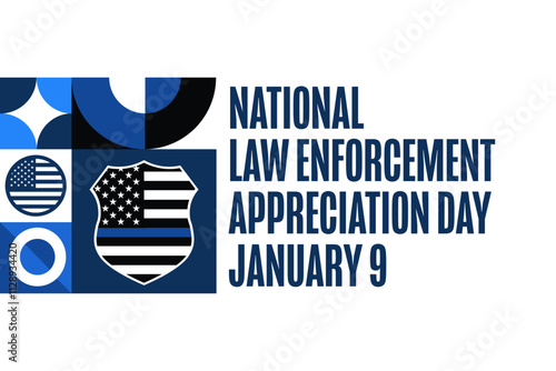 National Law Enforcement Appreciation Day. January 9. Holiday concept. Template for background, banner, card, poster with text. Vector EPS10 illustration.