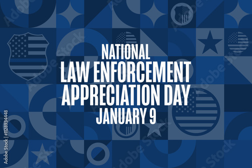 National Law Enforcement Appreciation Day. January 9. Holiday concept. Template for background, banner, card, poster with text. Vector EPS10 illustration.
