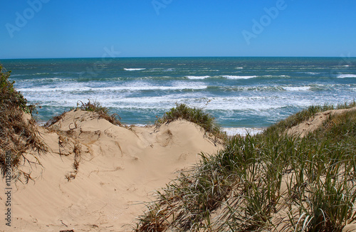 Sand dune with view at the sea (Coorong National Park, South Australia)