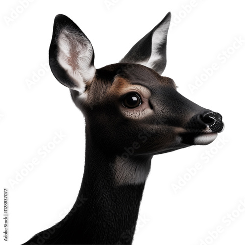 A side profile of a black deer  isolated on a transparent background photo