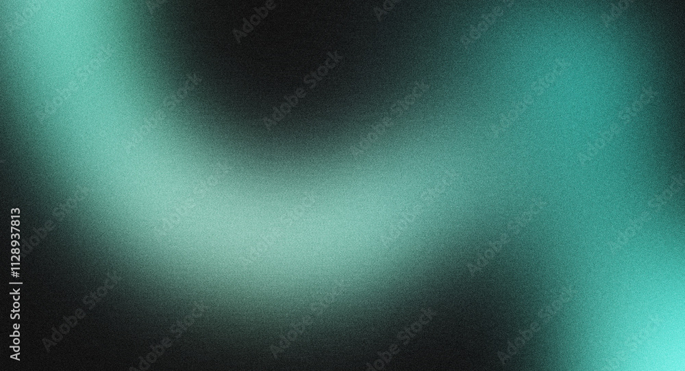 Fototapeta premium Teal Glow on Dark Grainy Background Noise Texture, backdrop banner poster cover wallpaper design