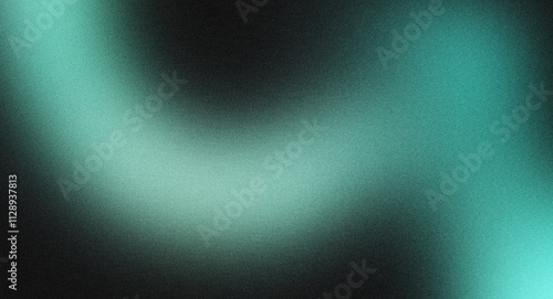 Teal Glow on Dark Grainy Background Noise Texture, backdrop banner poster cover wallpaper design