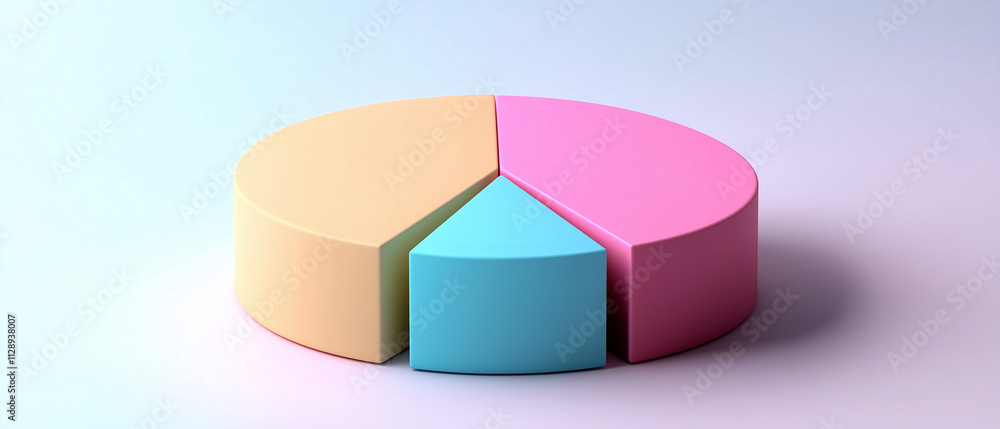 Obraz premium Pastel 3D Pie Chart.