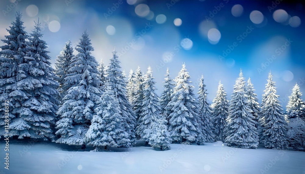 Naklejka premium christmas background with snowy fir trees