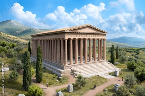 The view of the Temple of Artemis as it may have appeared in ancient times, digitally restored photo