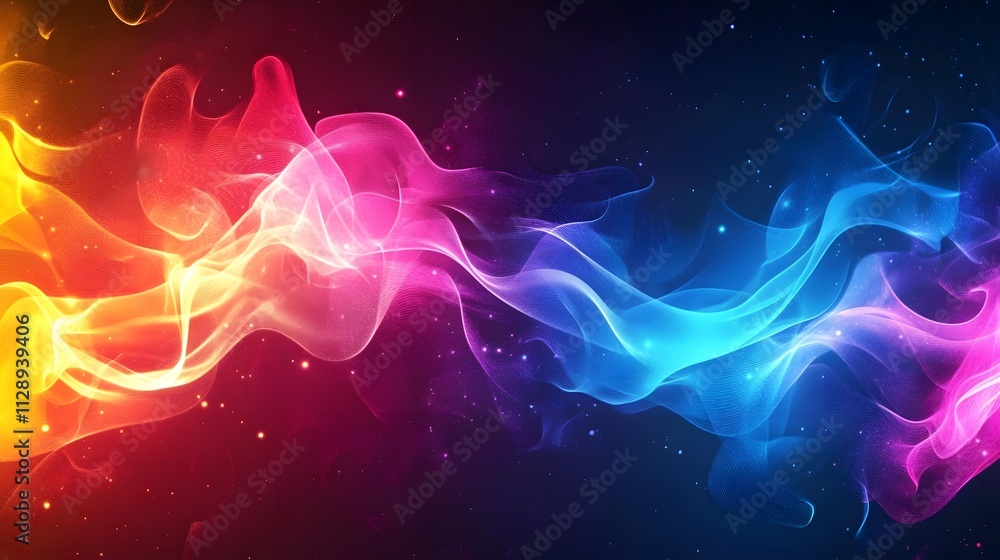 Abstract Colorful Waves Flowing Through Space Abstract Colorful Waves Flowing Through Space