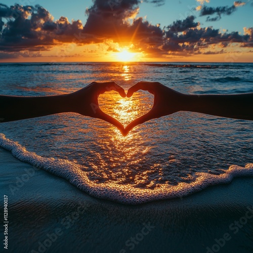 Share a heartfelt love quote on Facebook, accompanied by a picture of a sunset beach where a couple is holding hands.
