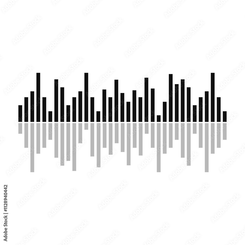 Sound Waveform Equalizer. Black Audio Wave Digital Vector Illustration. Sound Waveform Equalizer. Black Audio Wave Digital Vector Illustration.