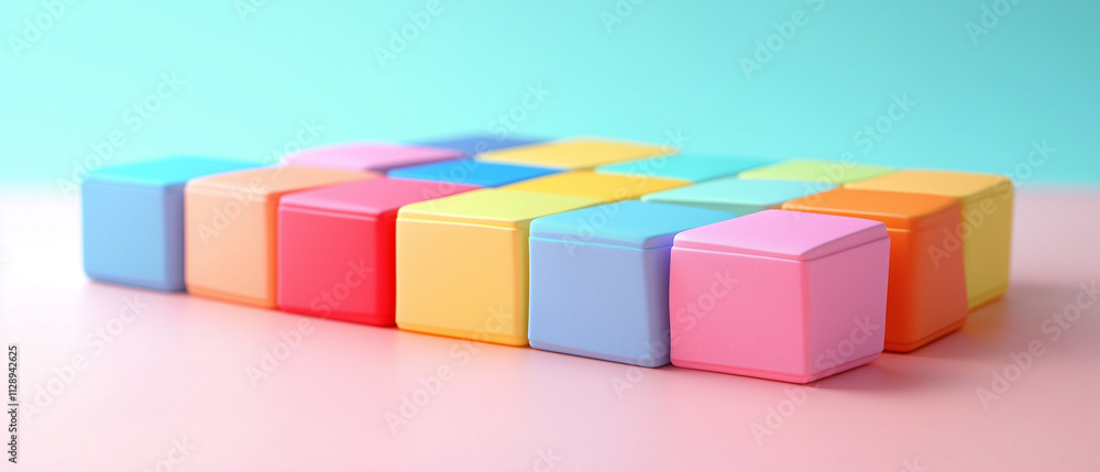 Colorful Cubes on Pink Background. Colorful Cubes on Pink Background.