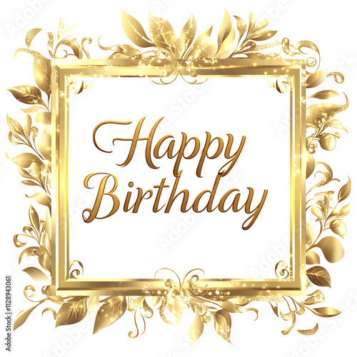 Golden Luxury Birthday Frame with Glittery Gold Accents and Shine photo