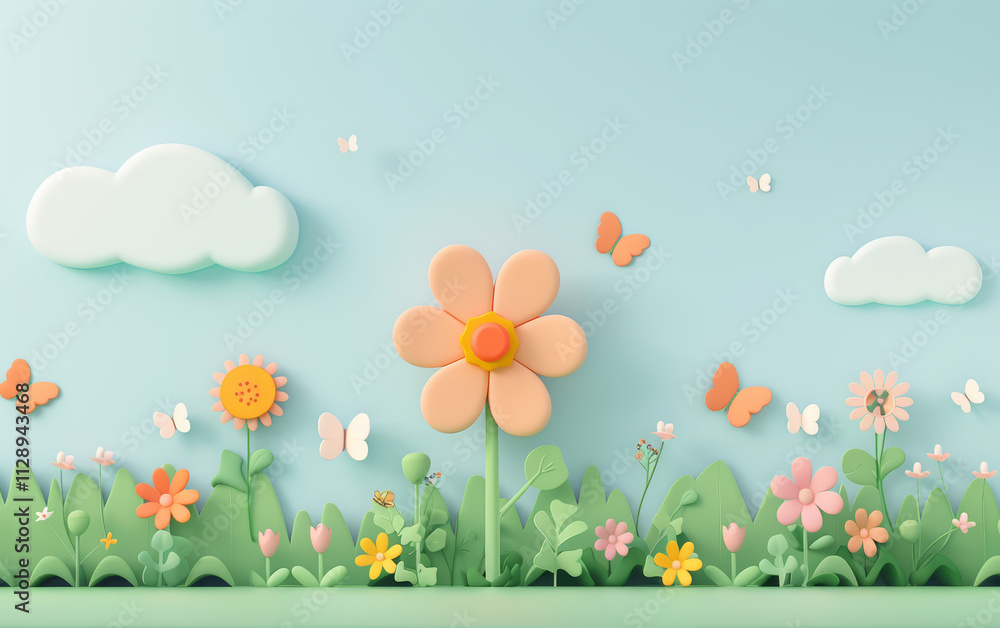 Fototapeta premium Retro style floral texture art background 