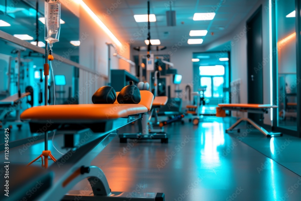 Fototapeta premium Interior of a ultramodern rehabilitation center with tech assisted tools