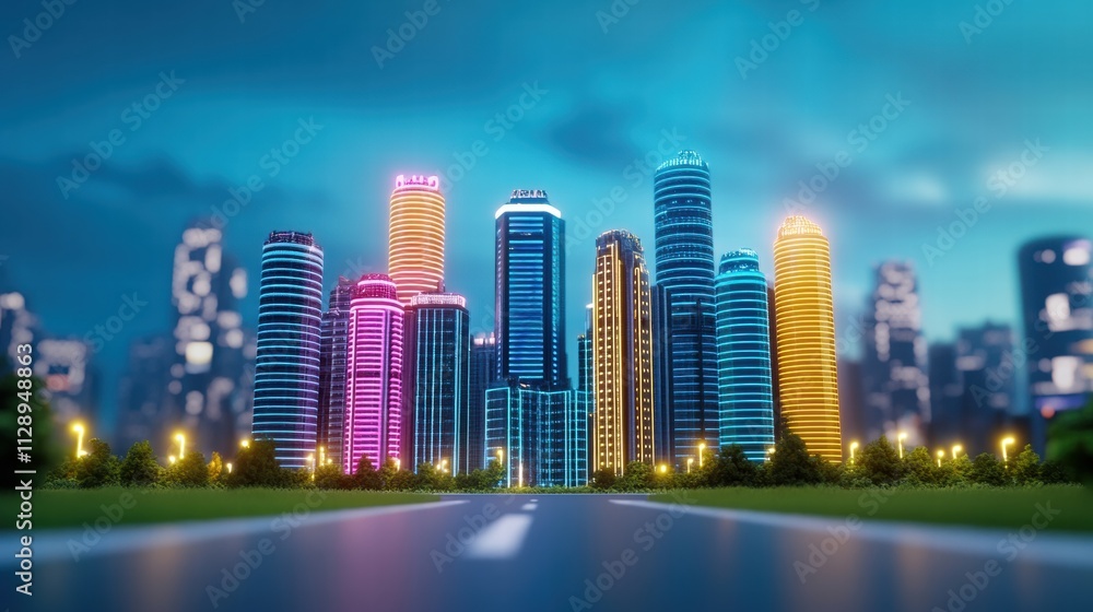 Neon Cityscape at Night Neon Cityscape at Night
