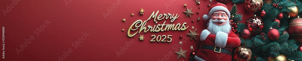 Christmas Celebration, Blurred Style, Red Backdrop with Tree and Santa, Merry Christmas 2023 Greeting Christmas Celebration, Blurred Style, Red Backdrop with Tree and Santa, Merry Christmas 2023 Greeting
