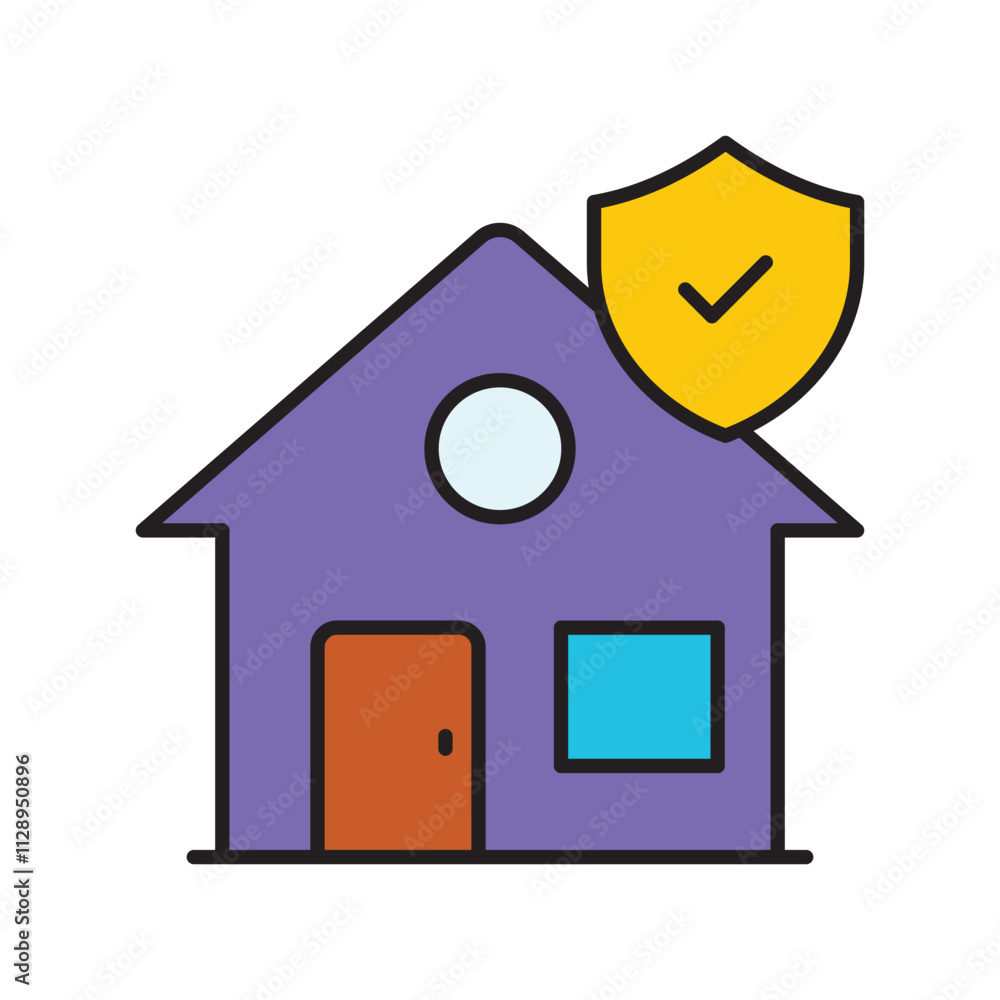 Home Insurance color line icon with white background vector stock illustration Home Insurance color line icon with white background vector stock illustration