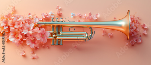 Trumpet with Pink Flowers.