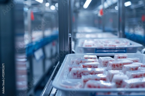 Wallpaper Mural Frozen food products being processed through an automated conveyor belt Torontodigital.ca