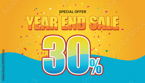 Year-end sale banner template design. Big sale event on yellow background. Social media, shopping online. vector