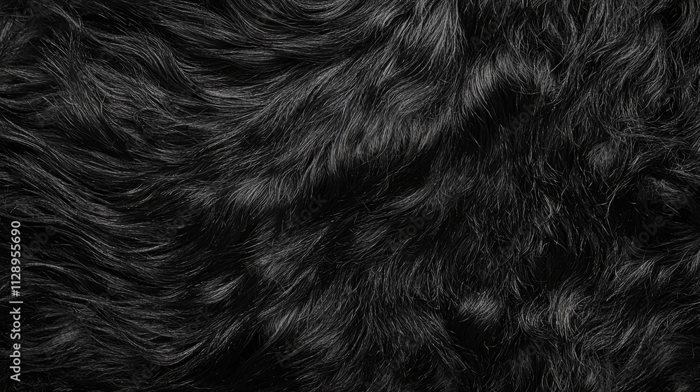Naklejka premium Animal fur texture in black, suitable for a background. Fur Texture. Illustration.