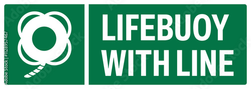 ISO emergency and first aid safety signs uppercase text_lifebuoy with line_landscape size 1/2 a4/a3/a2/a1 