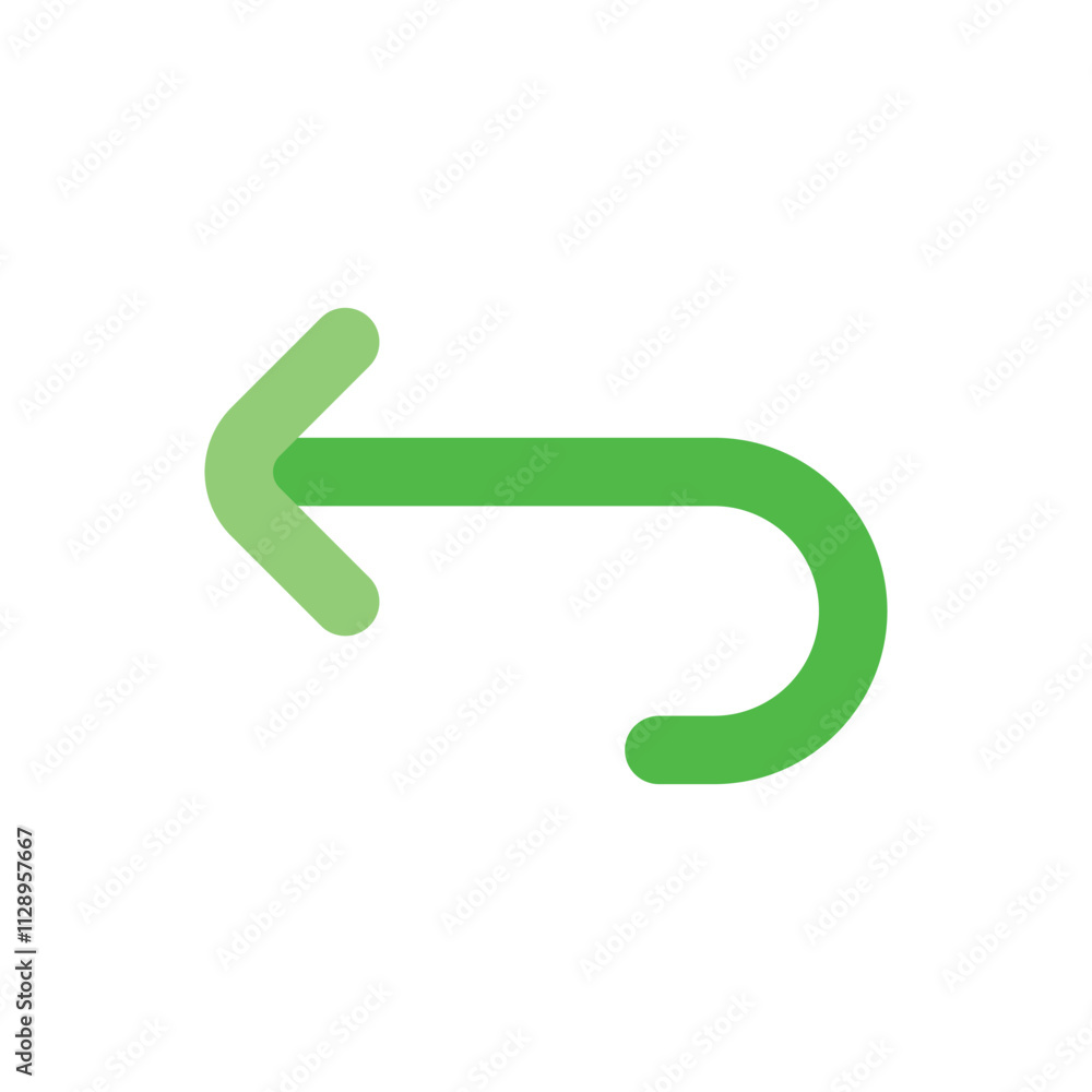 Pixelated Green Arrow Pointing Left with a Curved Shaft Pixelated Green Arrow Pointing Left with a Curved Shaft